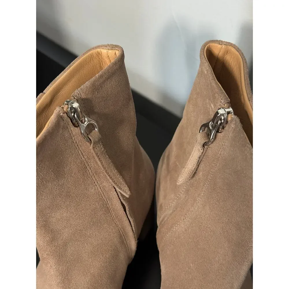 Aeyde Suede Ankle Boots Square Toe Block Heel Minimalist EU 38 US 7.5 8